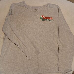 Women's Gray Long Sleeve Tee with Festive Design